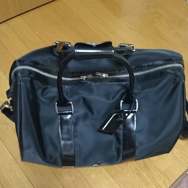 Versace Black Nylon Boston Bag Women Shoulder Strap Silver Zip 50cm Travel Tote