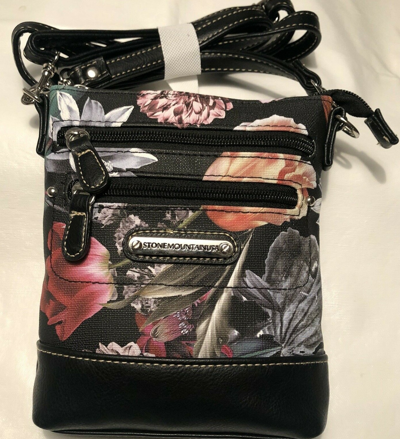 Stone Mountain 3 Bagger Convertible Crossbody Wristlet Clutch BLACK FLORAL $59
