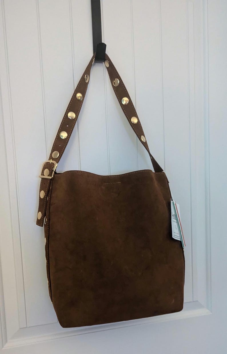 Cheval Firenze Italy Genuine Suede Leather Large Hobo/Tote Bag Hunter Green NWT!