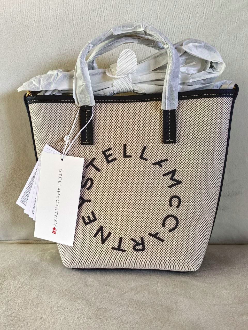 Stella McCartney H&M small canvas tote bag beige/black