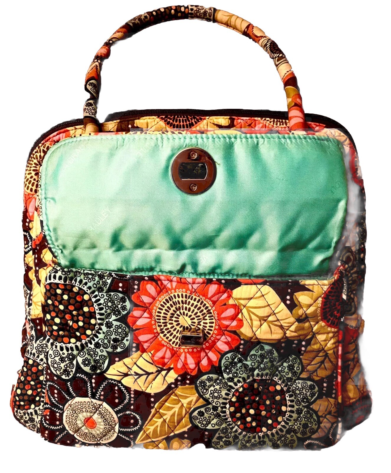 Vera Bradley Bag Purse Flower Shower Zip Plus Front Pocket Twist Lock Quilted