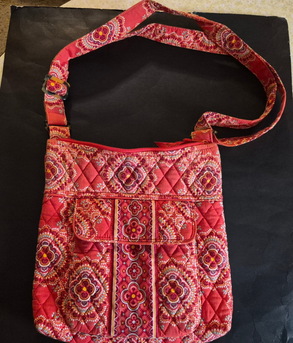 Vera Bradley Quilted Floral Shoulder Bag Orange- Blue-Yellow