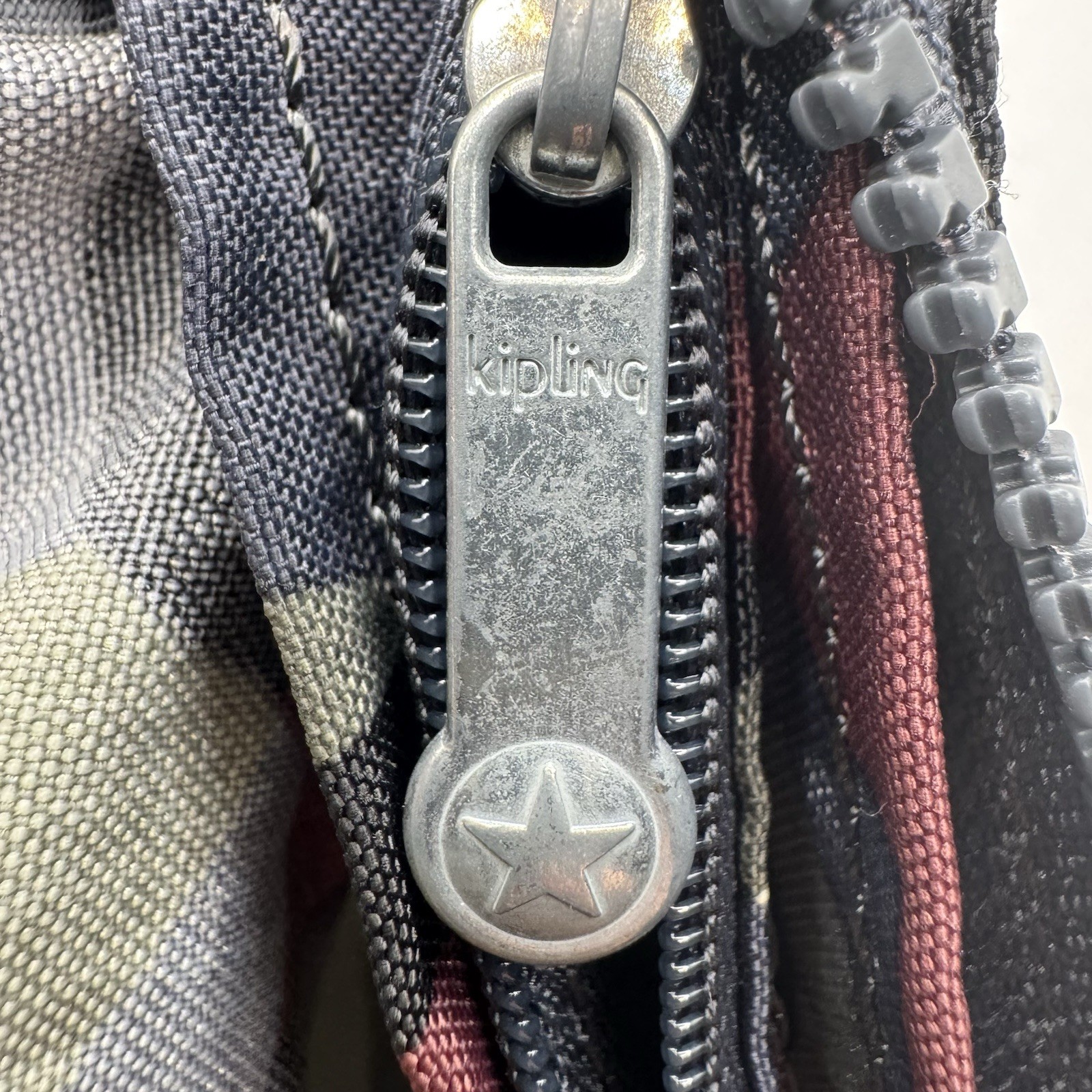 Kipling LiveLight Creativity Camo 3 Section Pouch Black Grey Burgundy Teal Cream