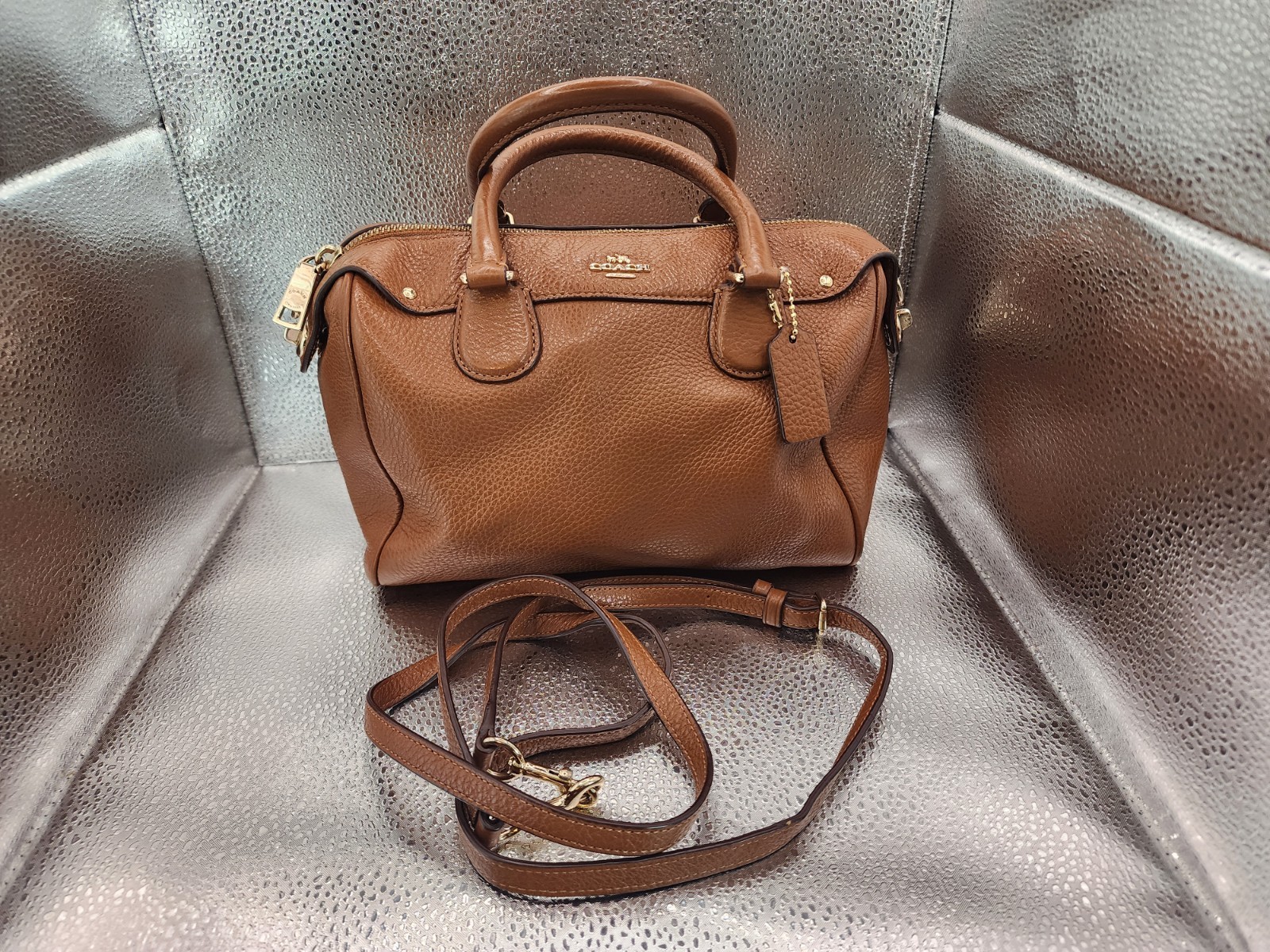 COACH F36677 MINI BENNETT BRITISH TAN BROWN LEATHER SATCHEL CROSSBODY HANDBAG