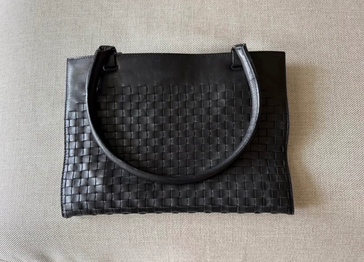 Bottega Veneta Black Intrecciato Leather Tote Bag Shoulder Bag Made in Italy