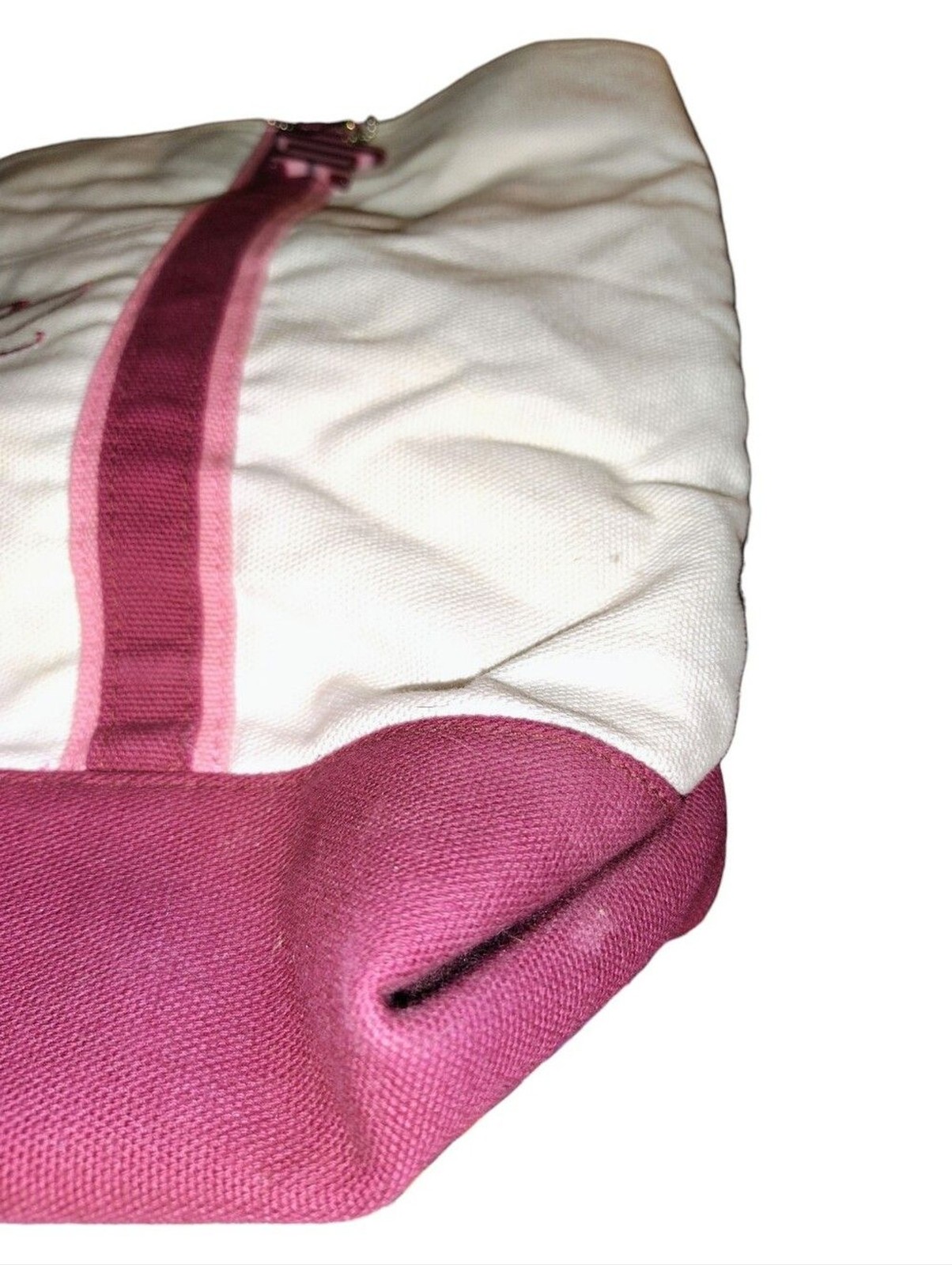Aeropostale Cream Burgundy and Pink Canvas Tote with Script Logo 53