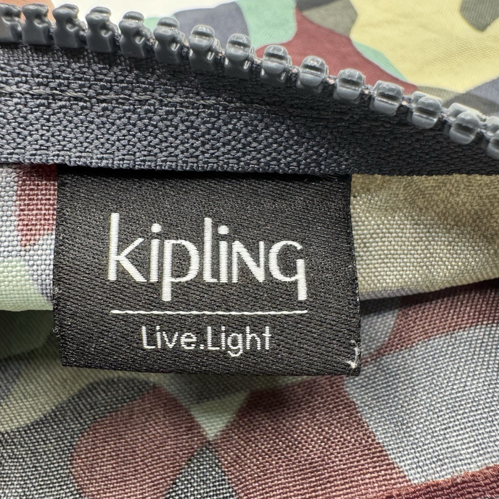 Kipling LiveLight Creativity Camo 3 Section Pouch Black Grey Burgundy Teal Cream