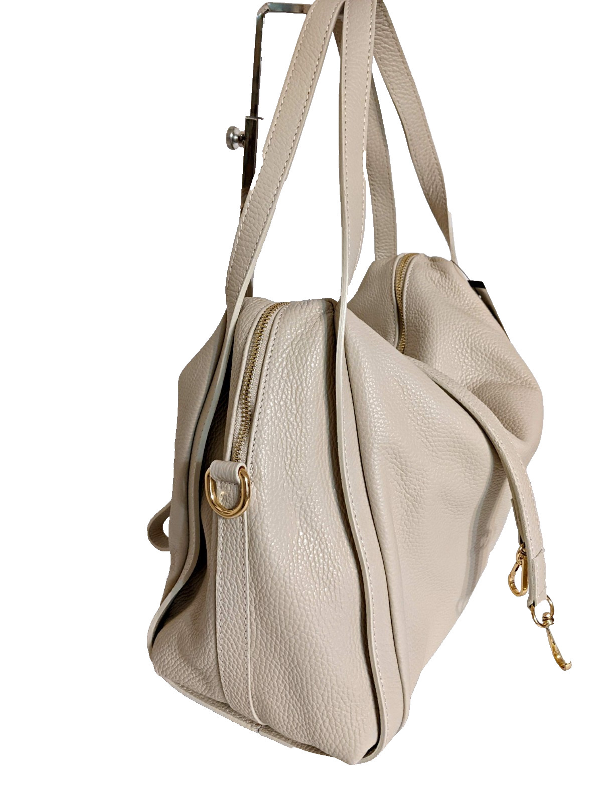 PREMIUM ITALIAN PEBBLED CALF LEATHER LARGE SHOULDER BAG HANDBAG – MADE IN ITALY