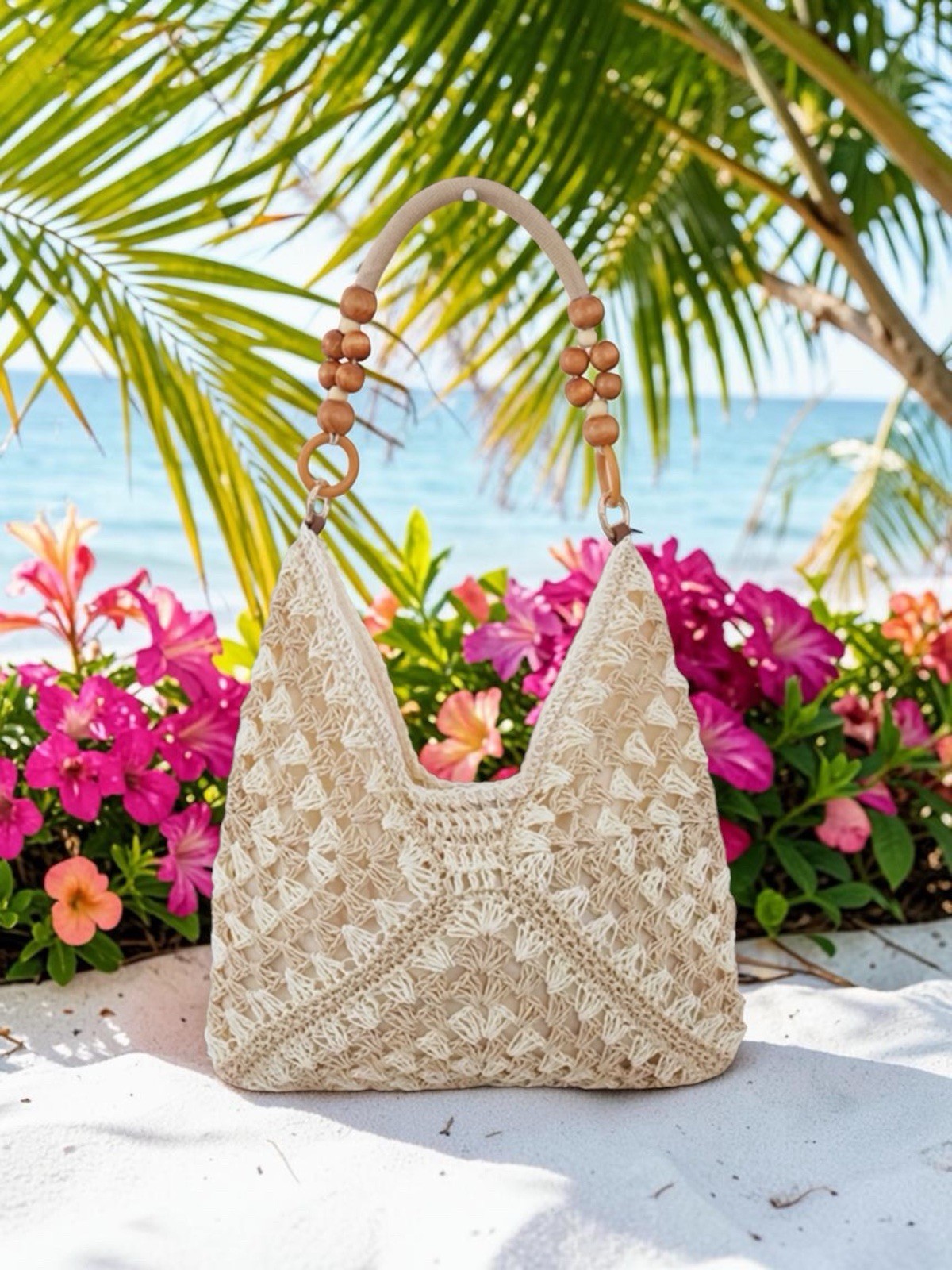 Large Straw Shoulder Bag Woven Raffia Summer Beach Tote Handbag