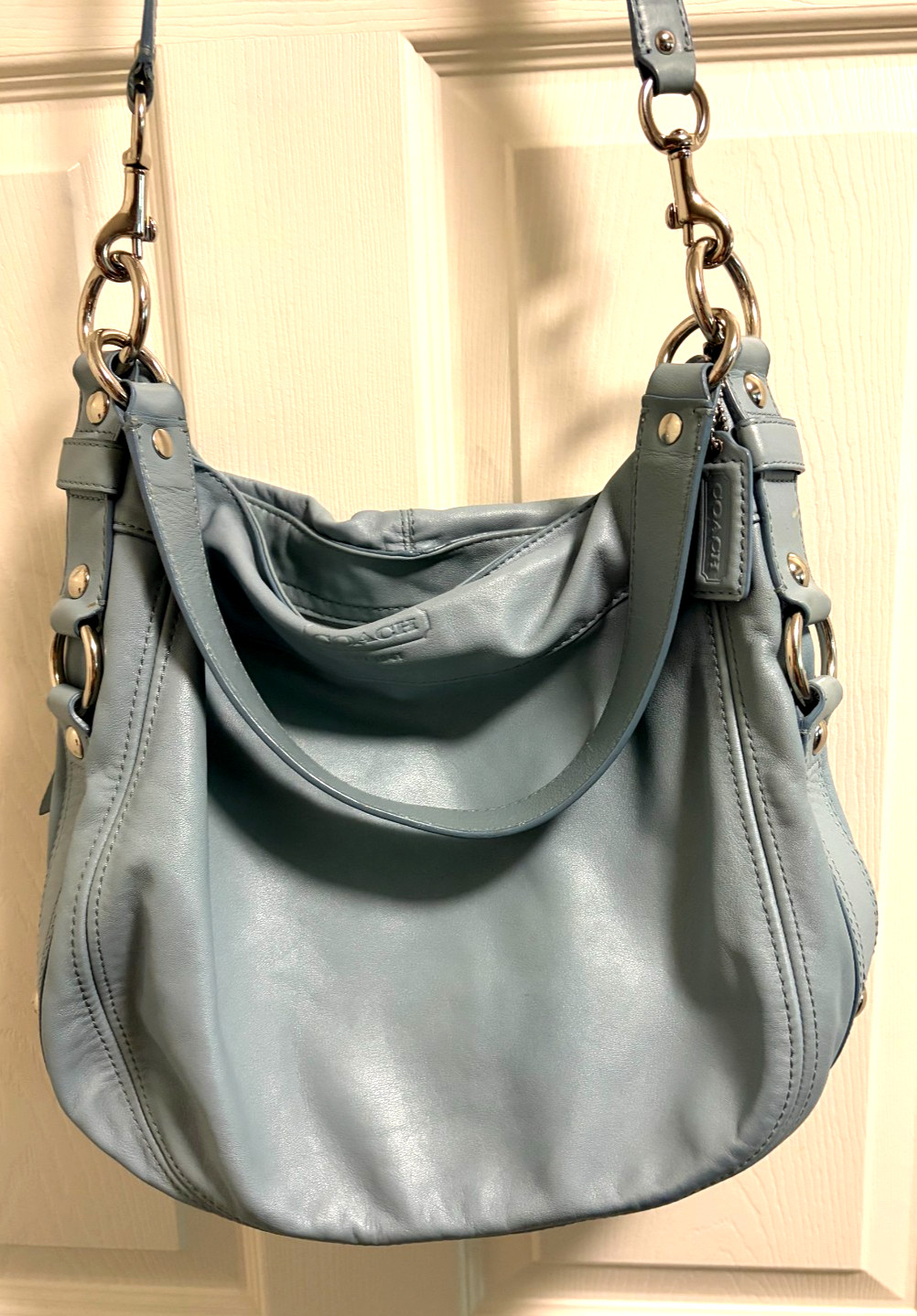 COACH VINTAGE RARE BLUE LARGE ZOE HOBO CROSSBODY HANDBAG No. A1032-F14706