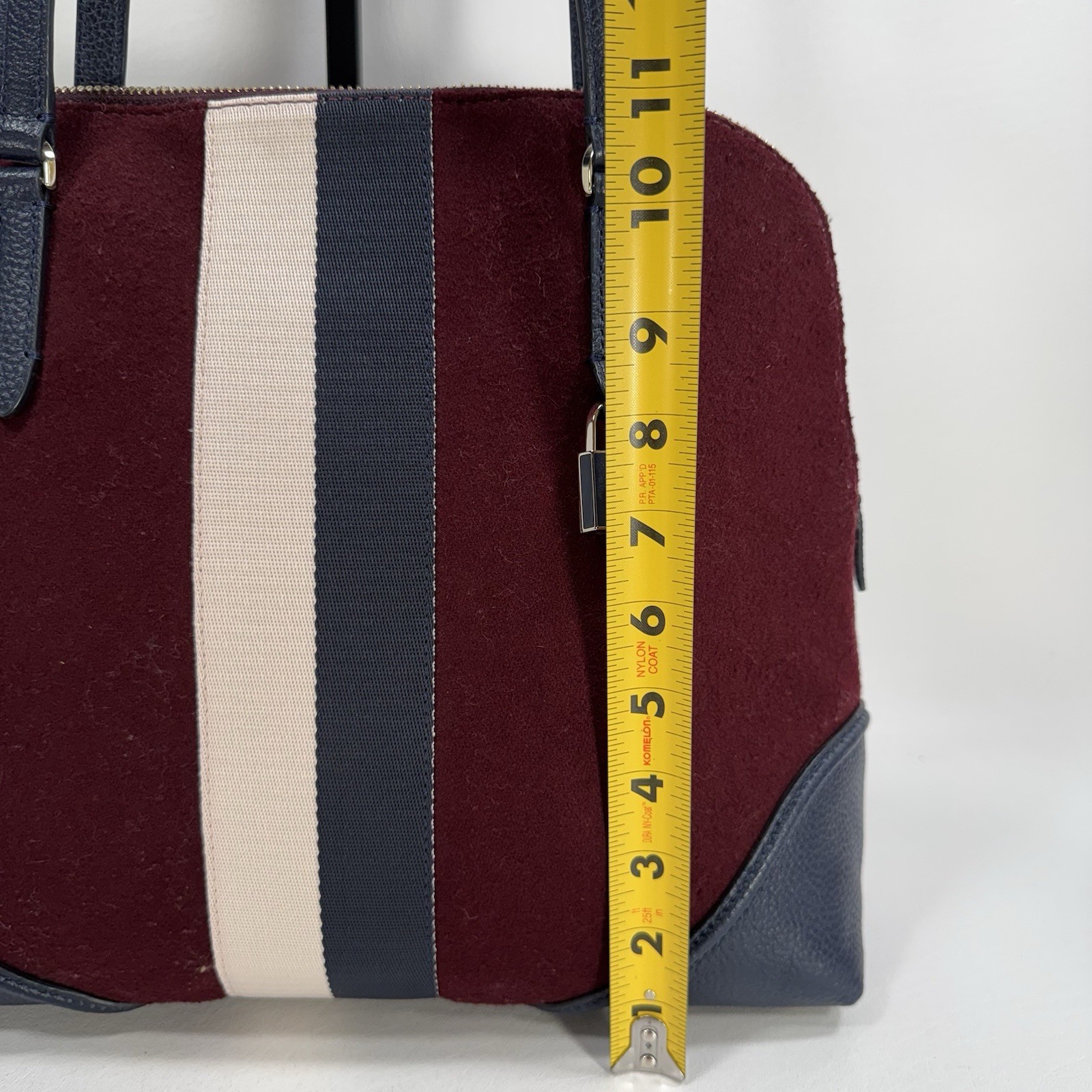 Kate Spade New York Burgundy Navy Cream Carolyn Felt Large Designer Shoulder Bag