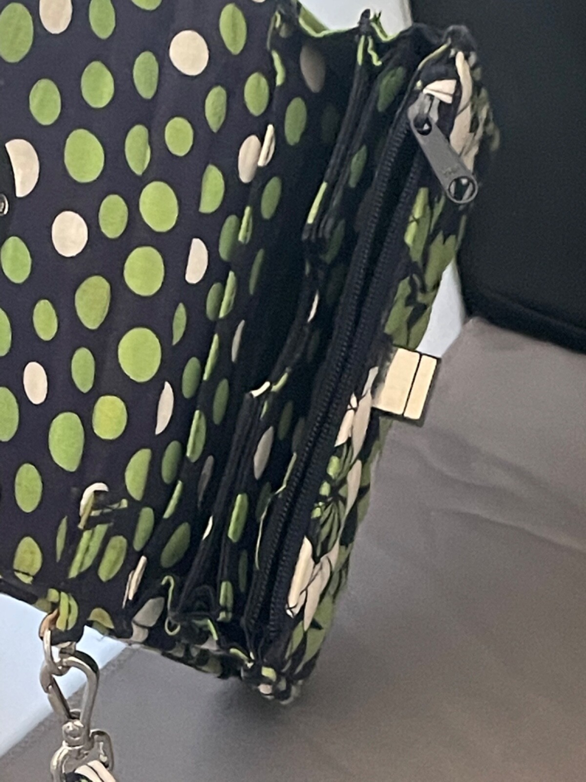 Vera Bradley Lucky You Wristlet Black Lime White Fair Condition