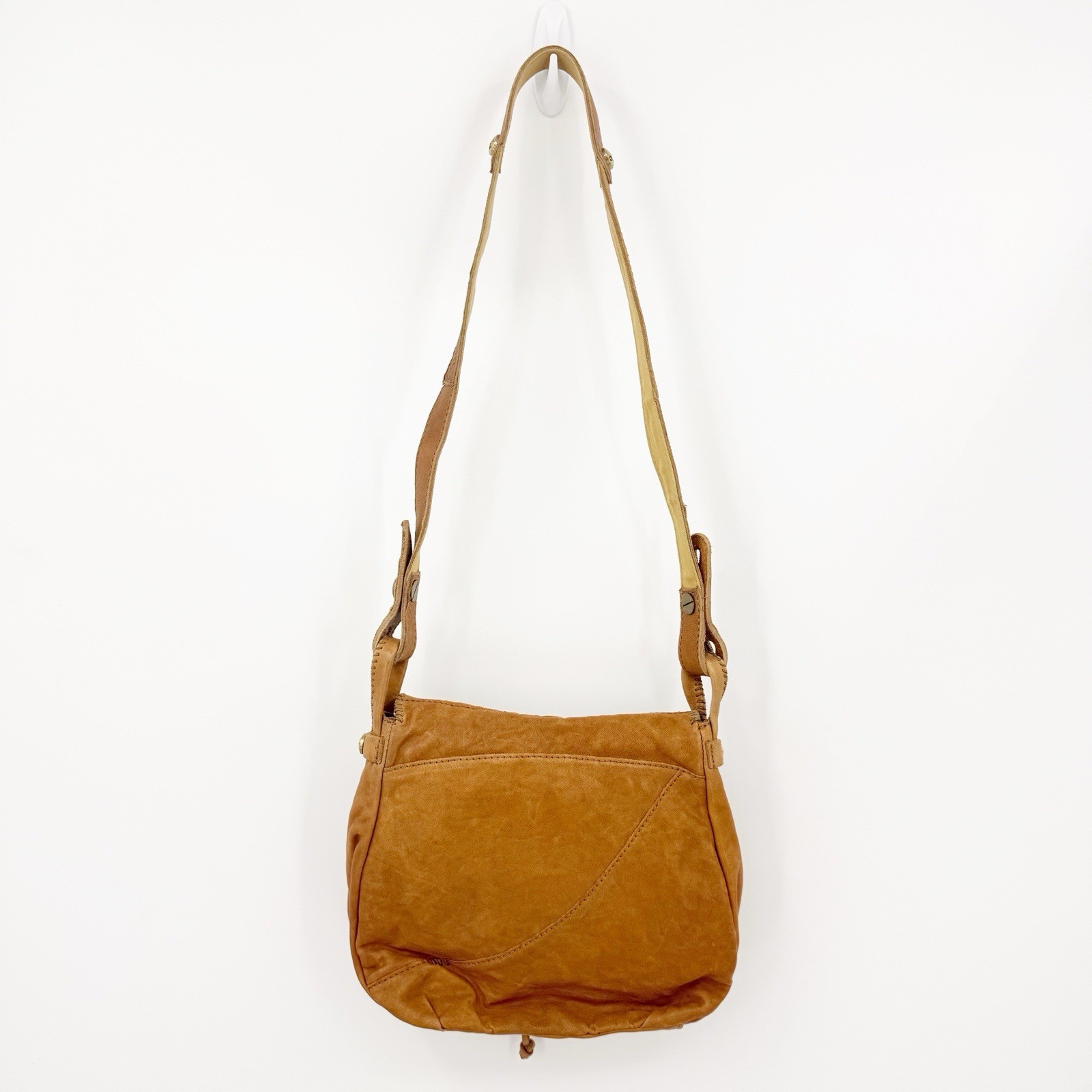 Lucky Brand Y2k Italian Lamb Leather Tan Crossbody Bag Boho Western Festival