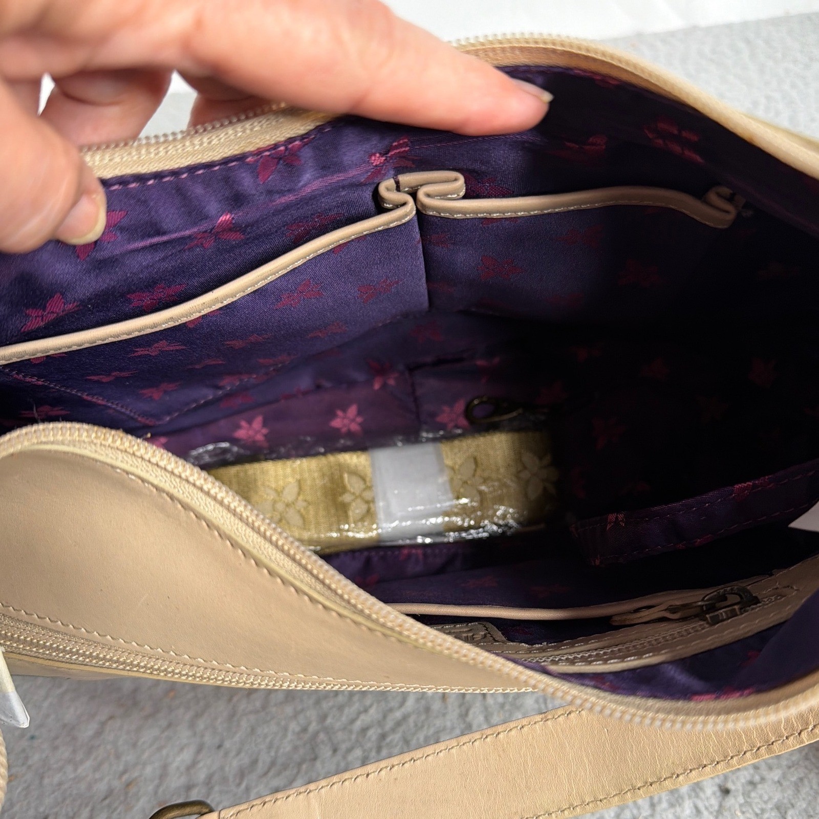 Anuschka Hand Painted Leather Leopard Garden Hobo Bag Beige NWT
