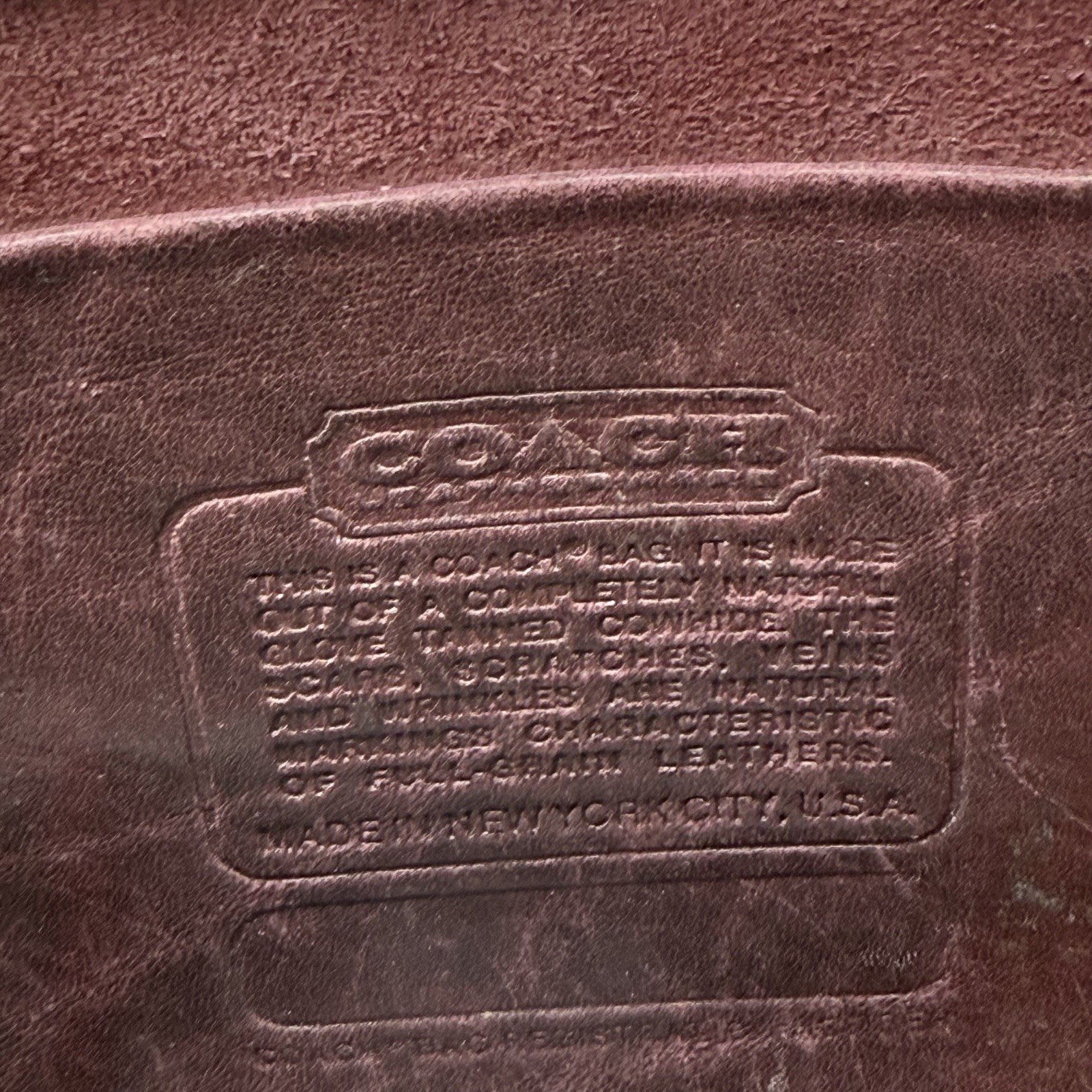 RARE Vintage Coach Basic Bag In Burgundy Leather Style #9455 Distressed