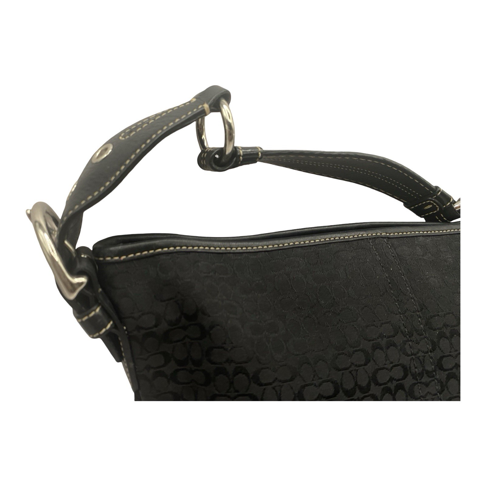 Authentic Coach Soho Signature C Small Hobo Shoulder Bag Black Jacquard 1460