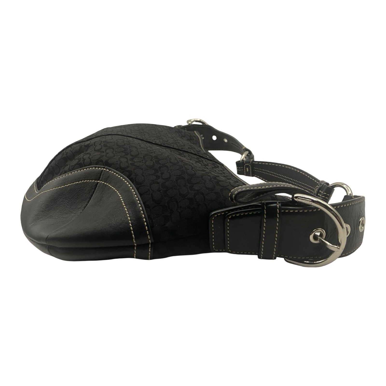 Authentic Coach Soho Signature C Small Hobo Shoulder Bag Black Jacquard 1460