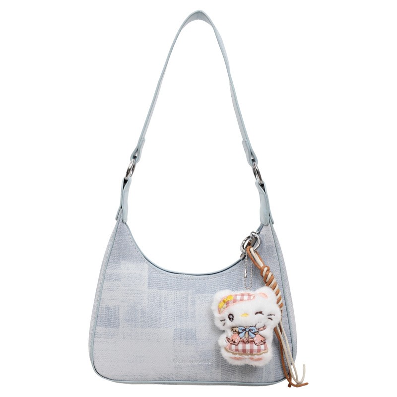 2026 Pre-Sale Underarm Bag with Cat Pendant Dual Straps Shoulder Crossbody Bag