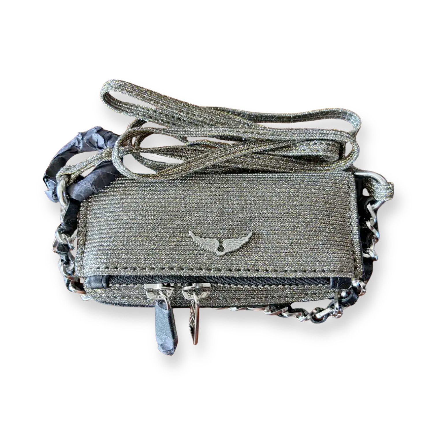Zadig & Voltaire Rock Grigri Sparkle Mini Crossbody Accessory Bag (0036)