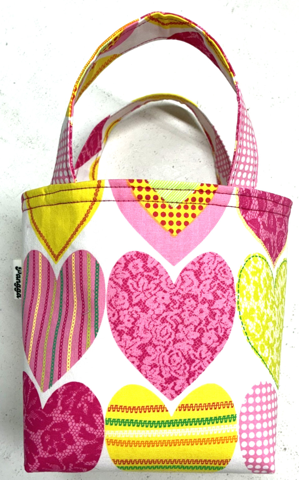 Handmade Fabric Lined Mini Tote Bag/Gift Bag Multicolor Valentines Day Hearts