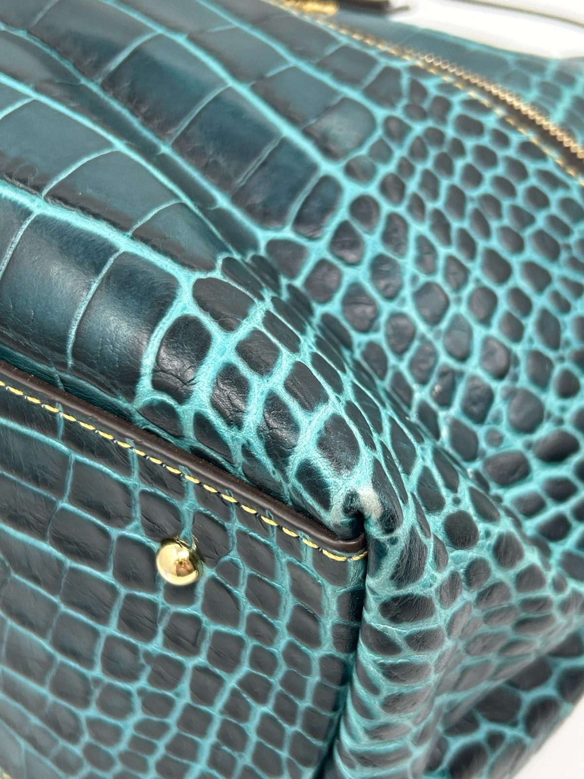DOONEY & BOURKE TEAL AND BROWN Women Large City Dawson Satchel Purse