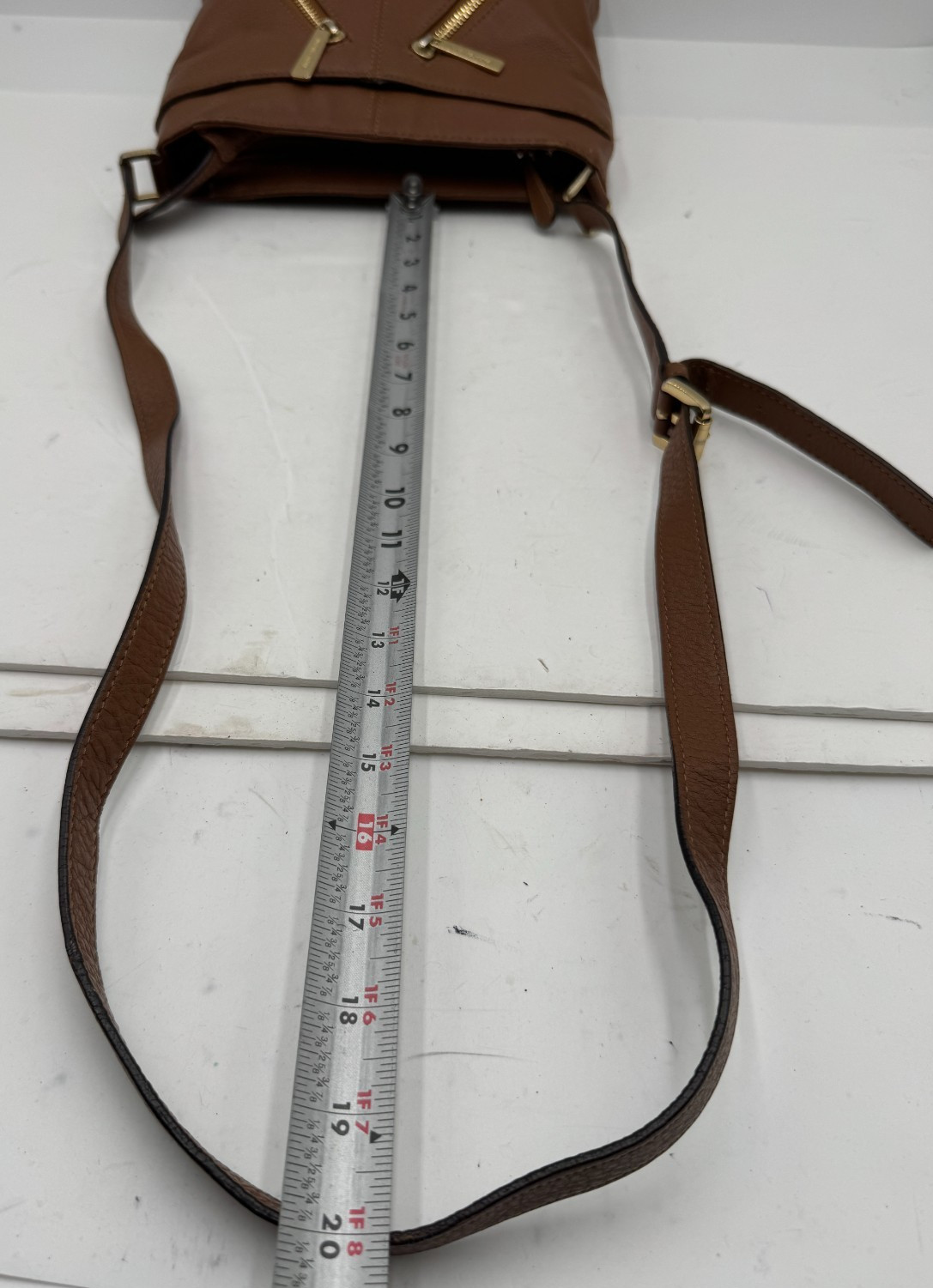 Michael Kors Women’s Handbag Cognac Brown Leather Adjustable Strap Crossbody Bag