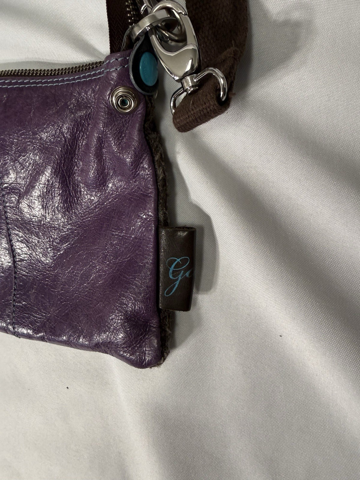 GABS Firenze Purple Leather Convertible Crossbody Shoulder Clutch Bag Made Italy