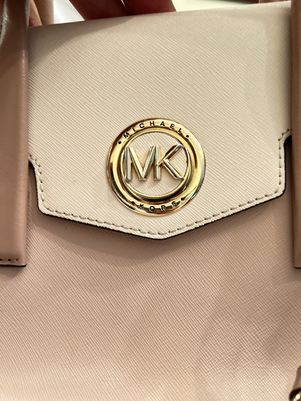 Michael Kors “Carmen” Medium Flap Satchel Shoulder Bag Pink/White