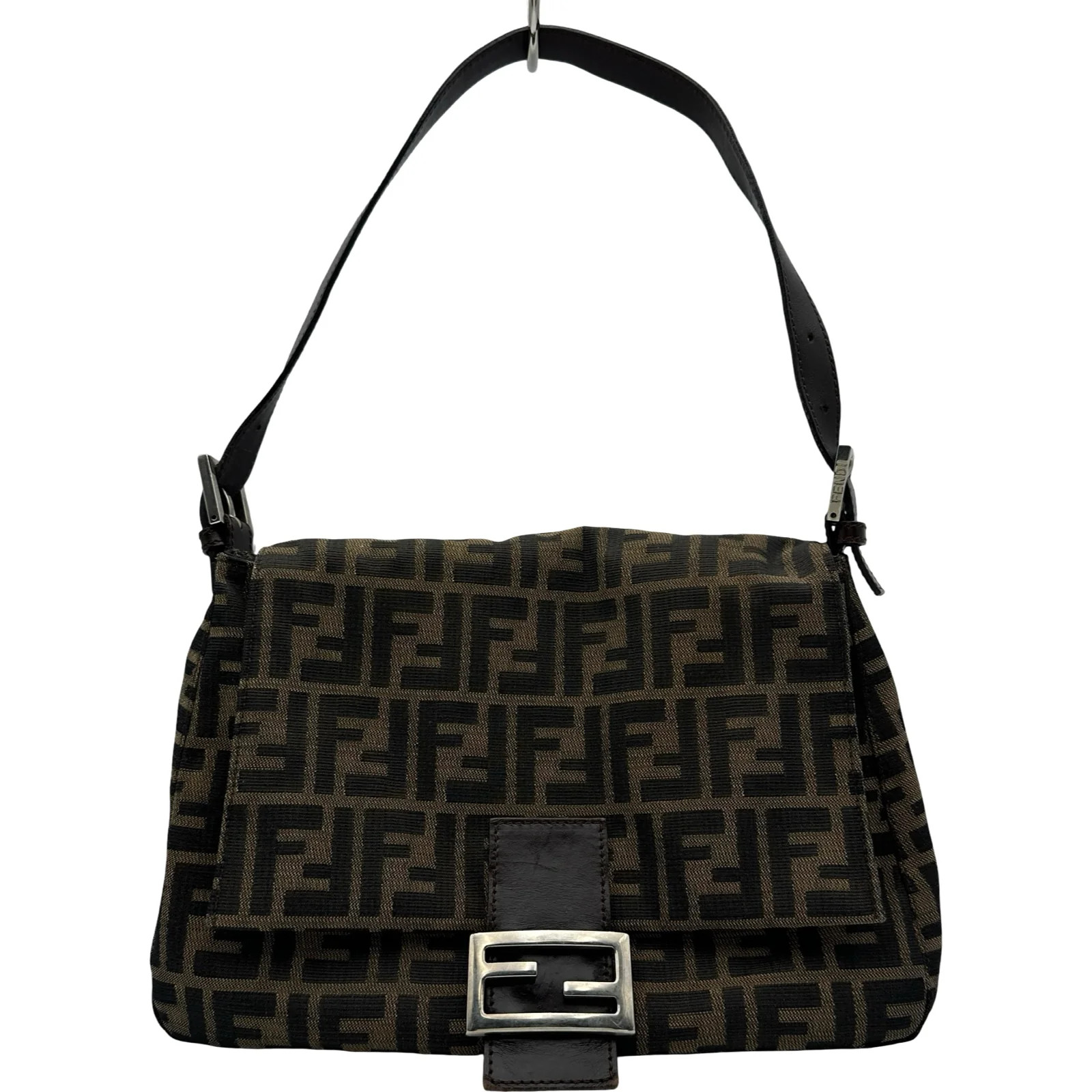 FENDI Baguette Brown Leather Shoulder Bag 26325 #OKB3322