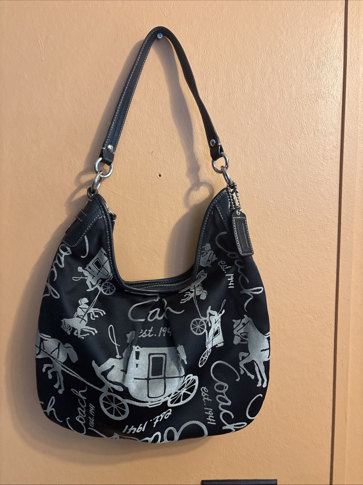 Coach horse and carriage hobo shoulder bag