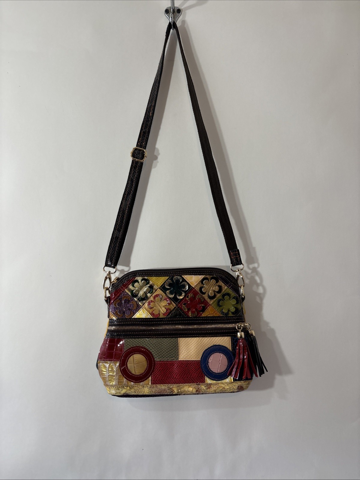 Unbranded Faux Leather Multicolor Flowers Shoulder Hobo Purse Crossbody