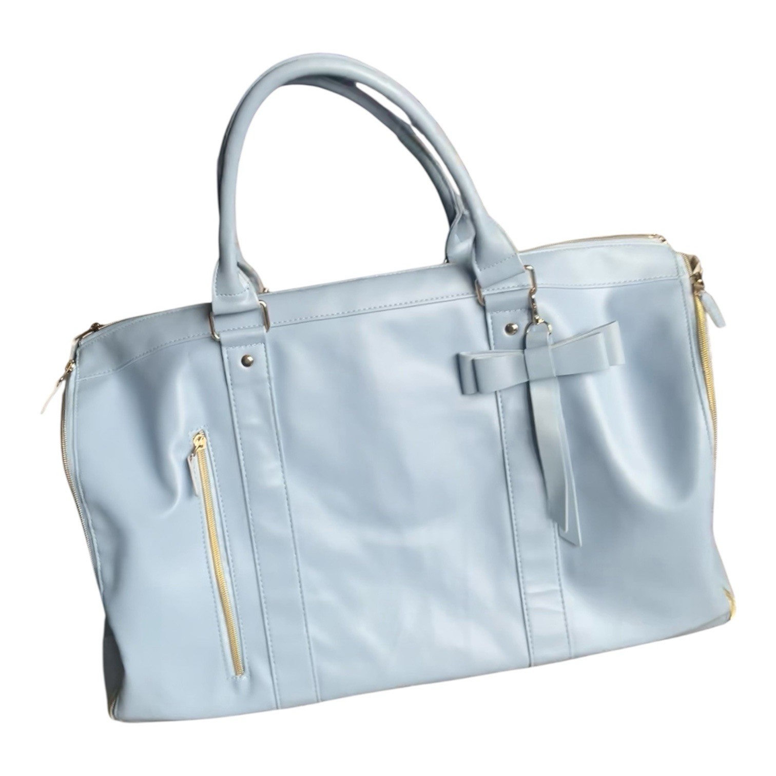 2-in-1 Convertible Chic Blue Duffle Bag – PU Leather Travel Weekender