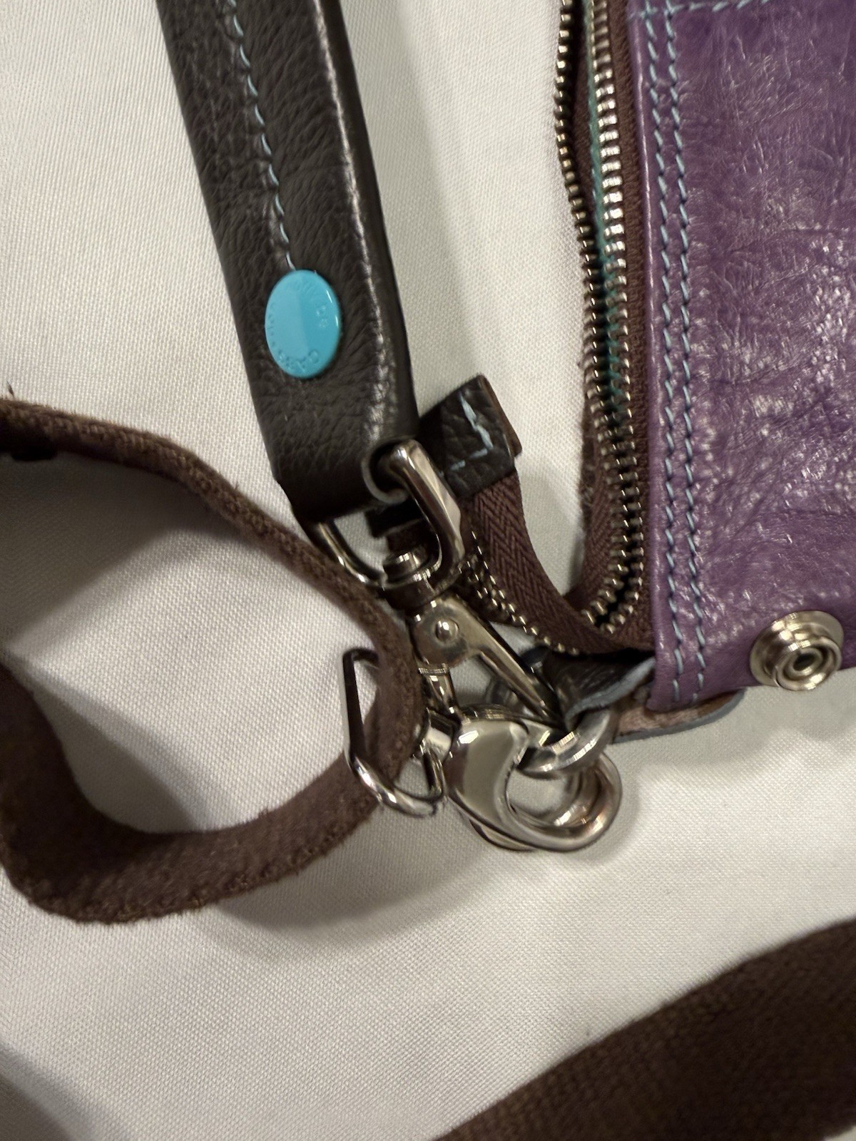 GABS Firenze Purple Leather Convertible Crossbody Shoulder Clutch Bag Made Italy