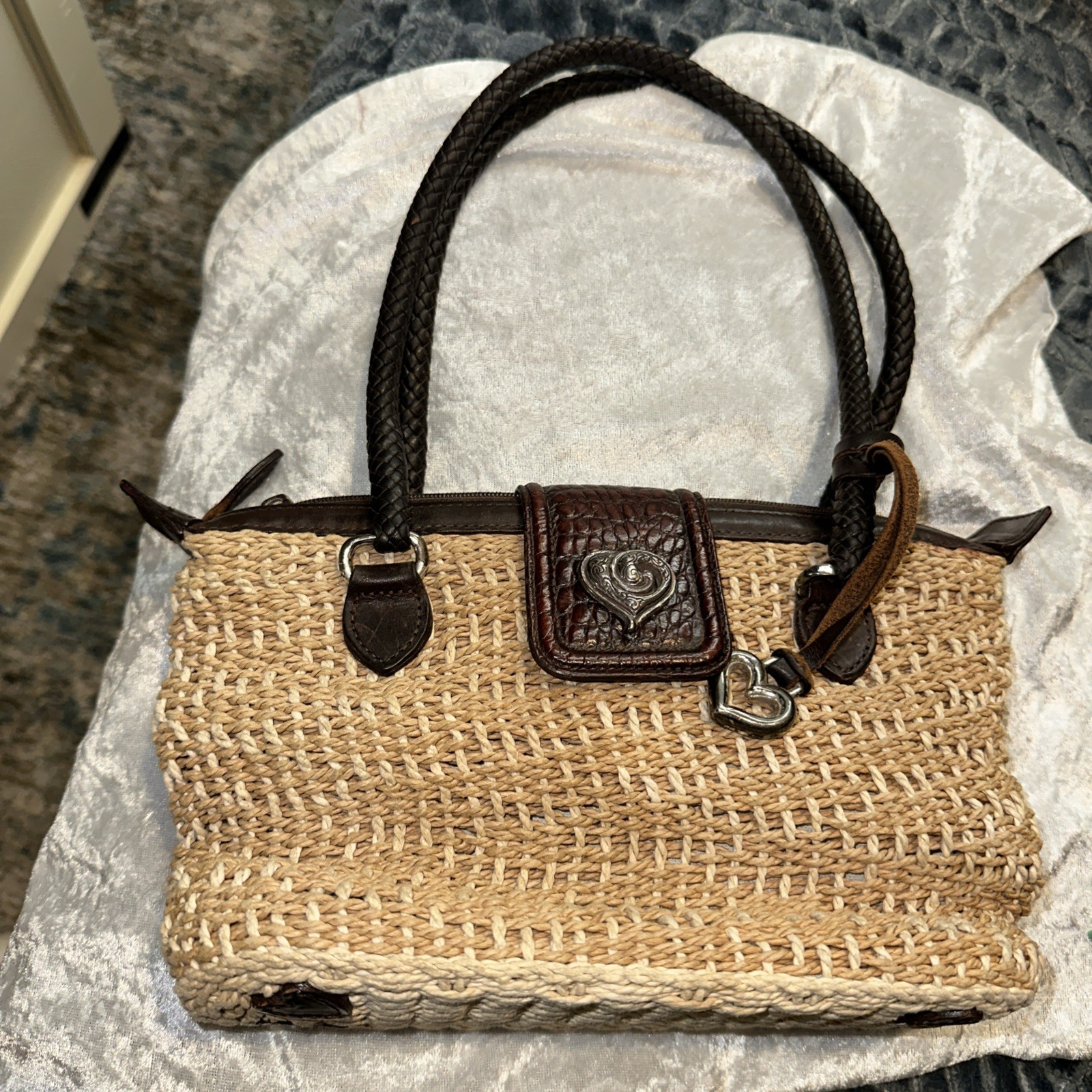 Vintage Y2K Brighton Woven Satchel Handbag Heart Braided Basket Shoulder Bag