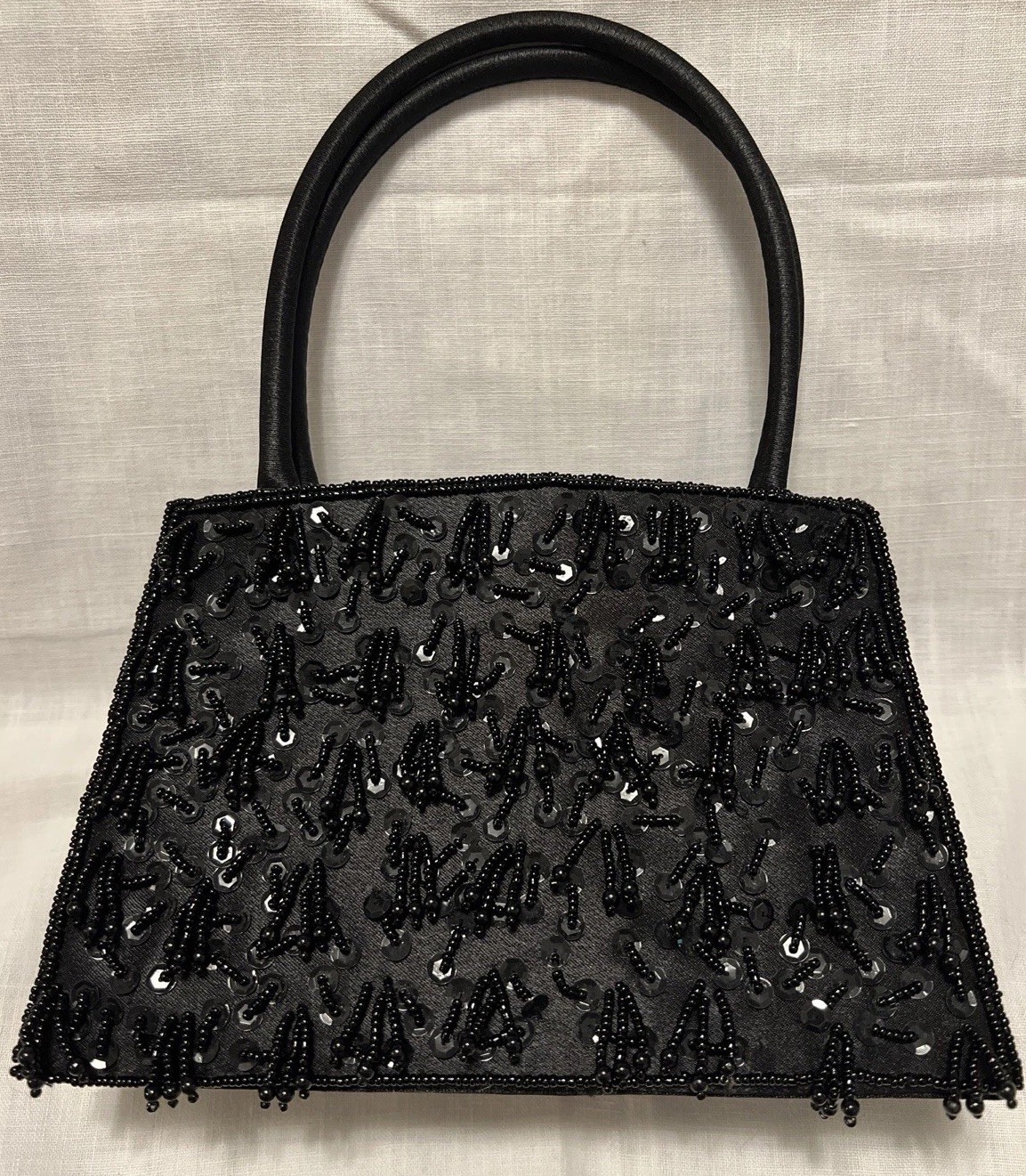 Beautiful Special Occasion Beaded Sequined Black Small Evening Purse