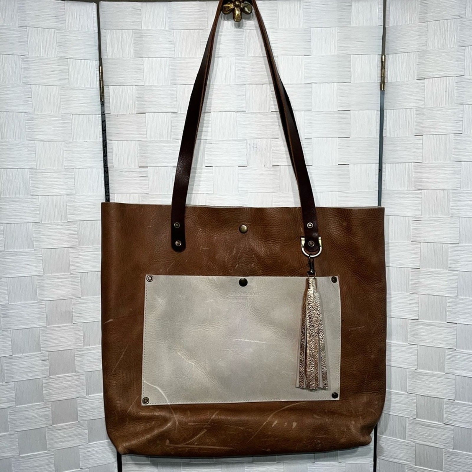 Jill’s Homestead The Tote Bag Rose Gold Tassel Genuine Leather Look Rural Nice