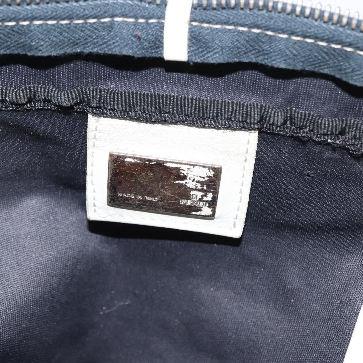 FENDI Zucchino Canvas Tote Bag Navy Gold Auth bs30080