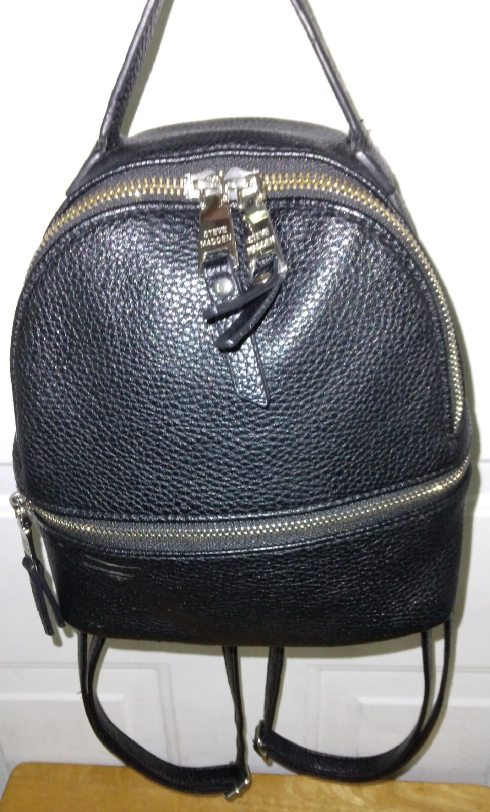 Steve Madden Black Jacki Convertible Faux Leather Vegan Mini Backpack
