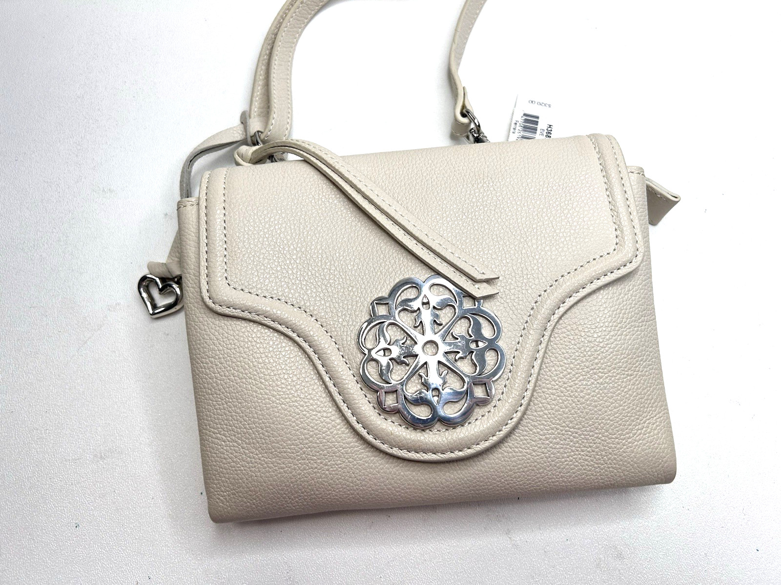 BRIGHTON Ferrara EVE Crossbody Bag Ivory Leather Adjustable Strap New w/tags$320