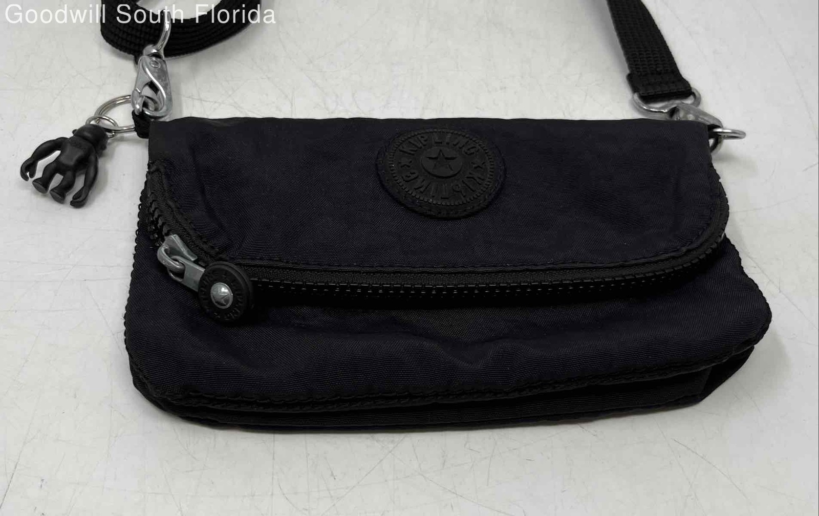 Kipling Womens Lynne Black 3-In-1 Convertible Mini Crossbody Handbag W/ Keychain