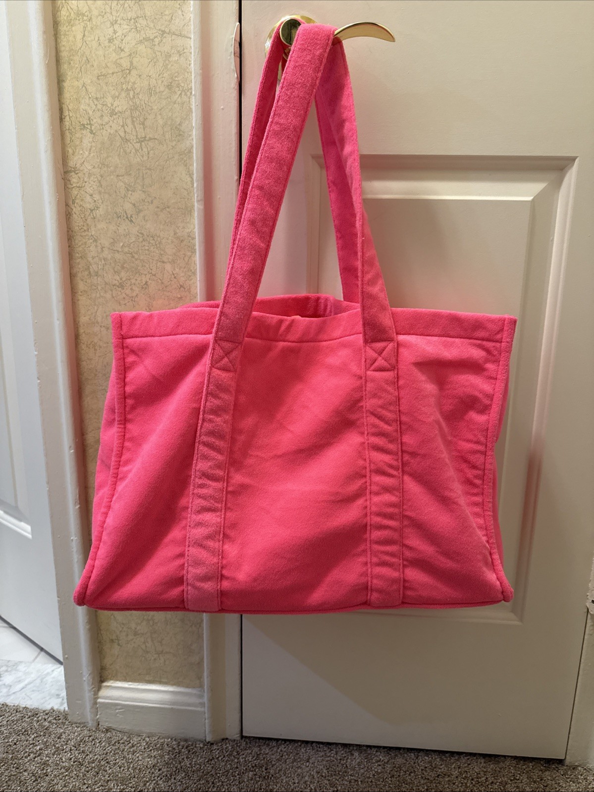 Lane Bryant Fuschia Pink Terry Cloth Tote Bag-NWOT