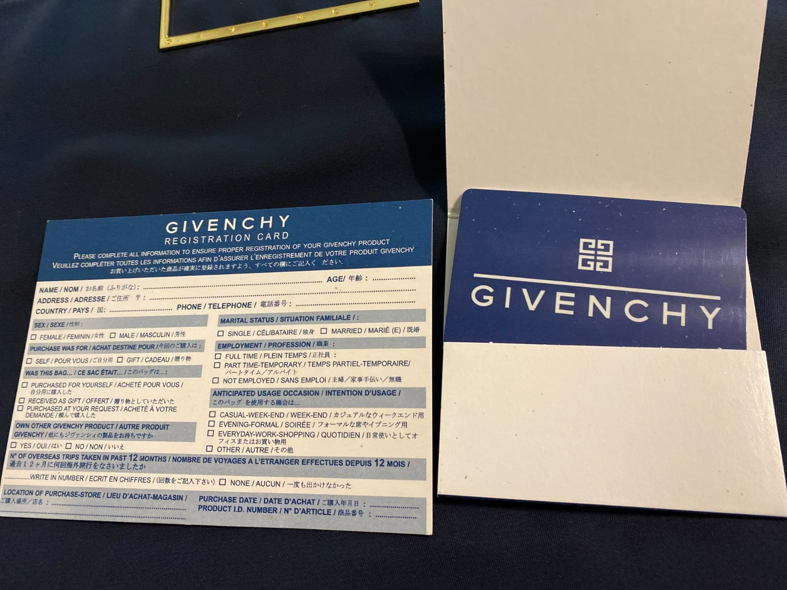 Givenchy [Authentic] Navy Blue Square Shoulder Bag with Authenticity Card & Reg.
