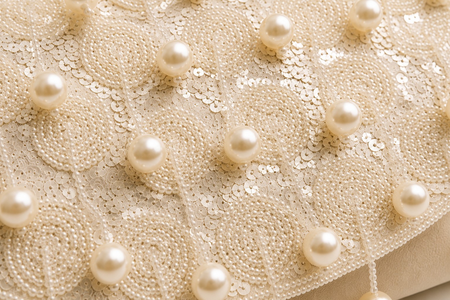 Luxury Pearl Embellished Clutch Bag Women’s Ivory Wedding Evening Party Handbag
