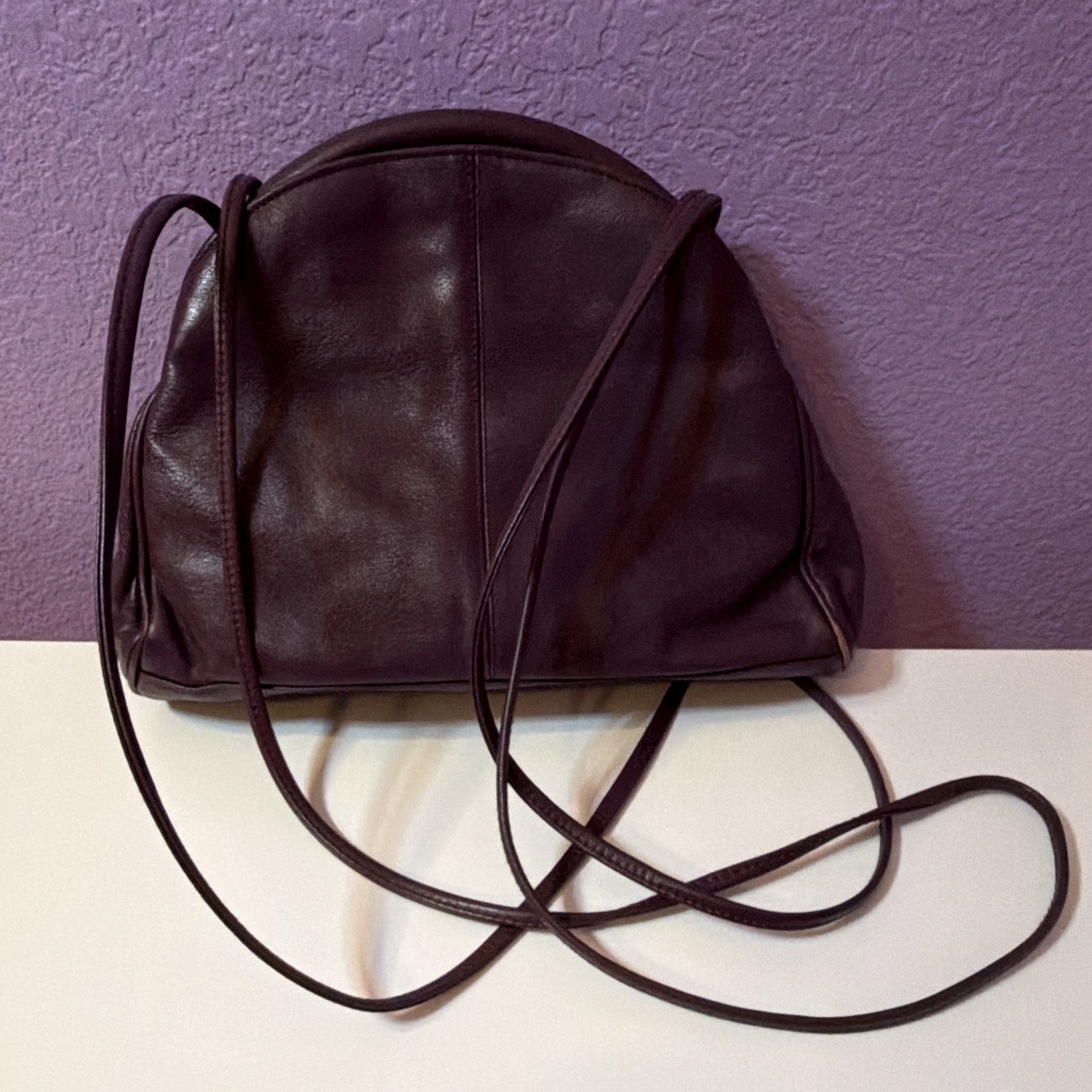 Sylvia Cee Purple Half Moon Shoulder Bag Snap Zip Gold Hardware Pockets 80s