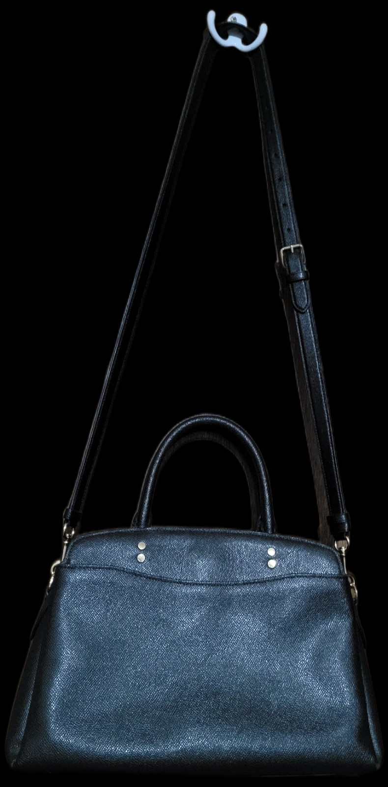 Coach Lillie Carryall, Black Crossgrain Leather, Goldtone Hardware