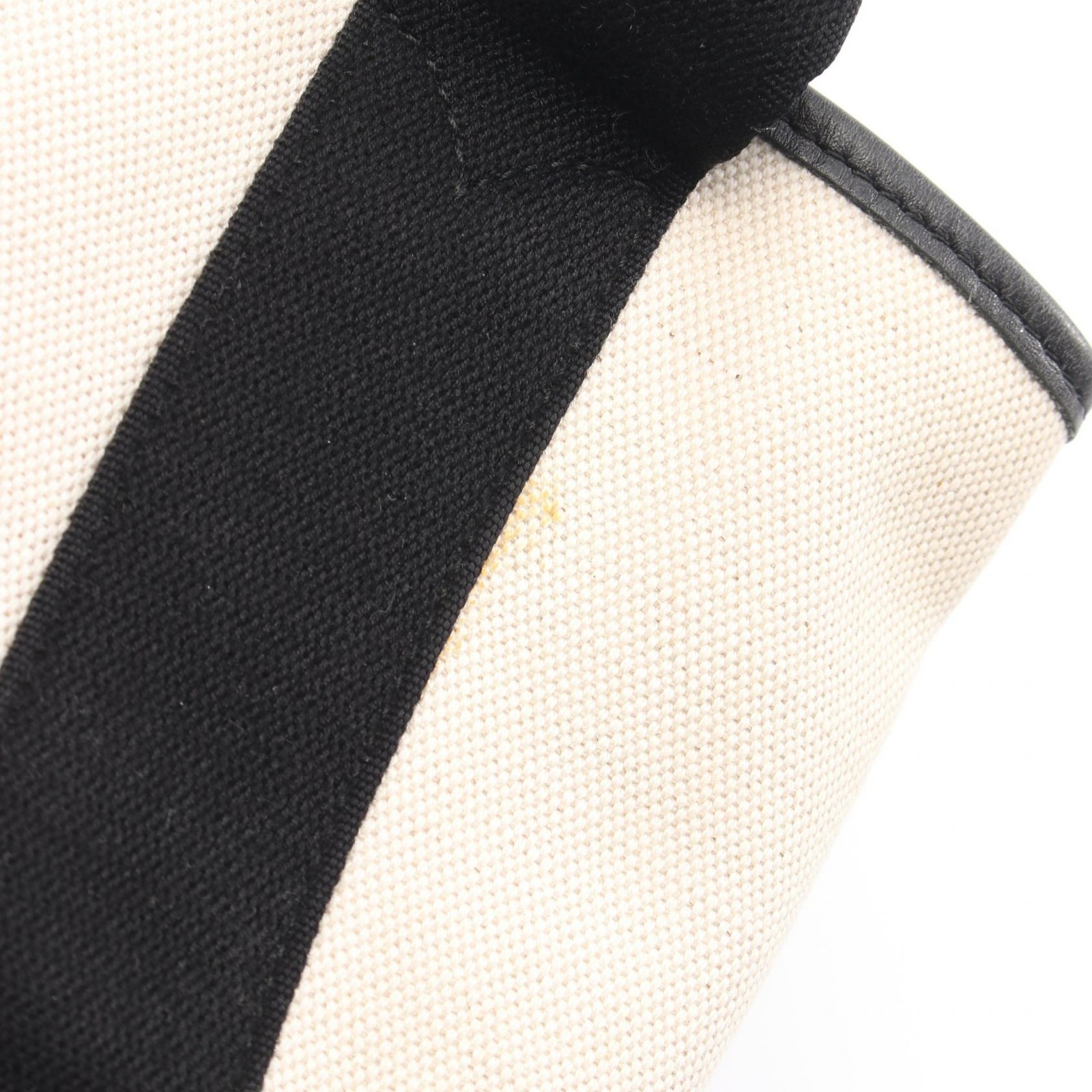 BALENCIAGA NAVY CABAS S Tote Bag 339933 canvas leather Beige Black Used Women