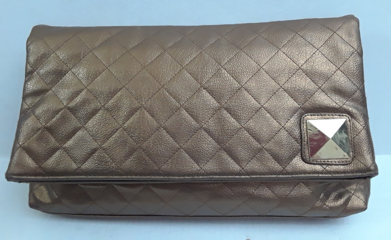 Women’s Gold Metallic Fold Over Hand Clutch Purse with Magnetic Closure