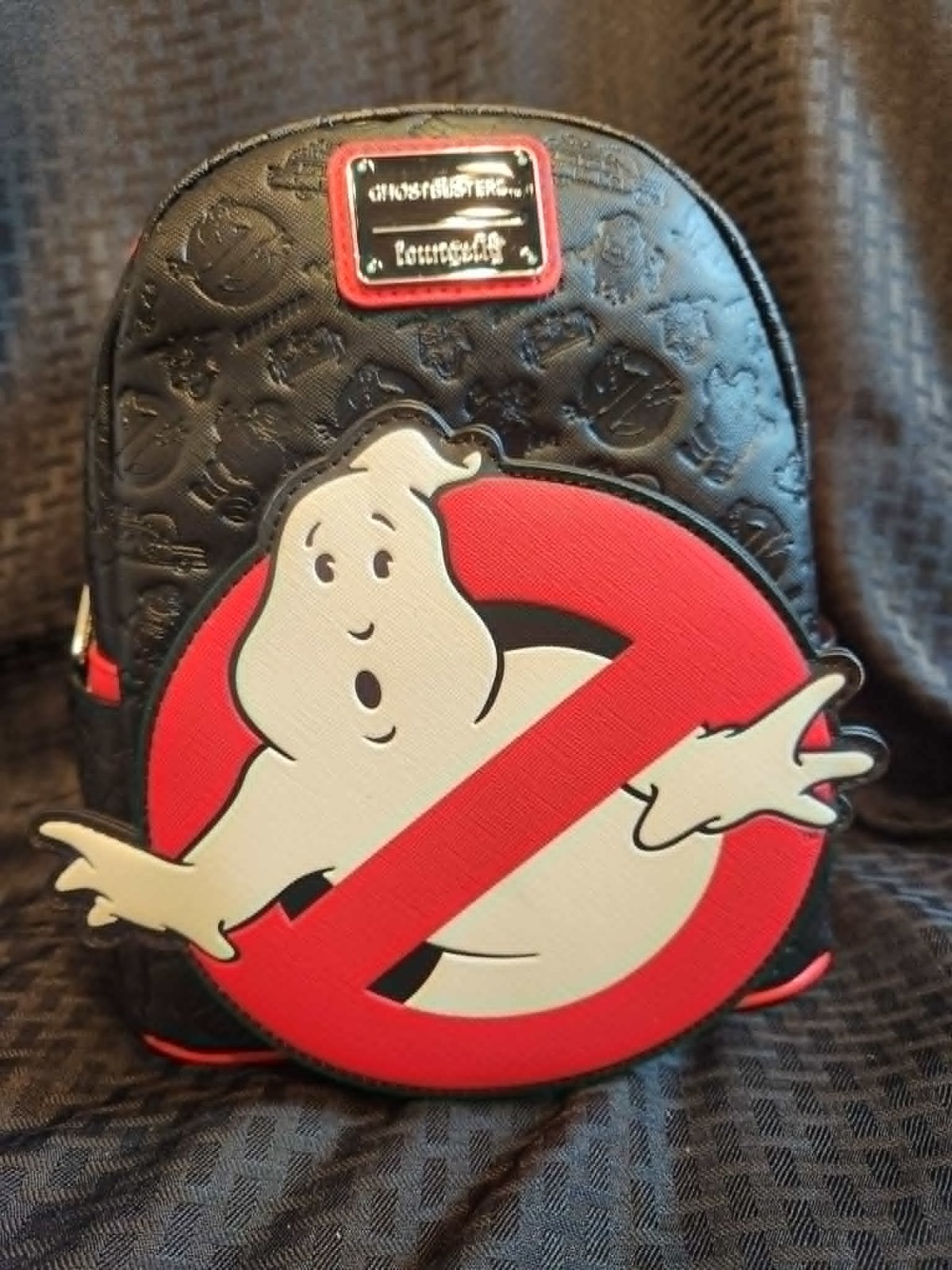 Loungefly Ghostbusters Glow in the Dark Black Red White Mini Backpack