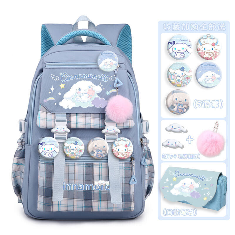 Kuromi Pochacco Cinnamoroll My Melody School Bag Backpack Hanbag Bage Pencil Box