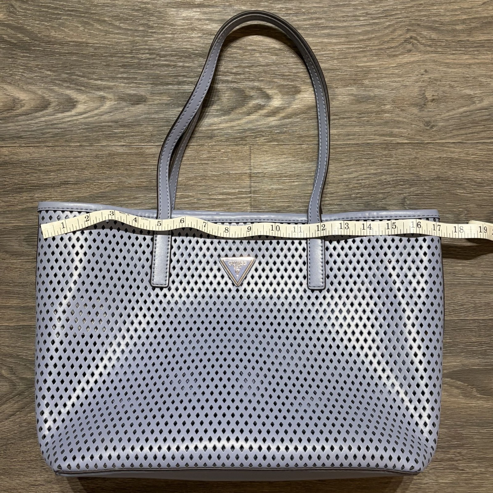 Guess Vikky Perforated Tote Bag Wisteria Light Purple Faux Leather Preppy Summer